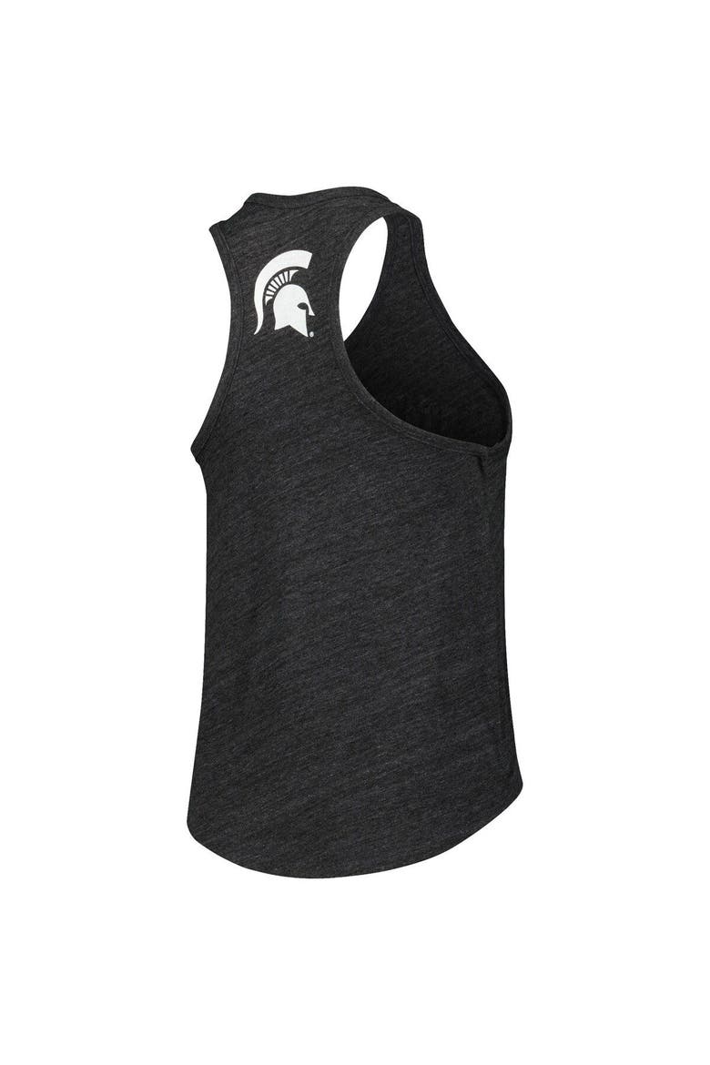 Women's League Collegiate Wear Black Michigan State Spartans Two-Hit Intramural Tri-Blend Scoop Neck Racerback Tank Top, Alternate, color, Heather Black