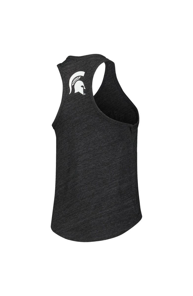 LEAGUE COLLEGIATE WEAR Women's League Collegiate Wear Black Michigan State Spartans Two-Hit Intramural Tri-Blend Scoop Neck Racerback Tank Top, Alternate, color, Heather Black