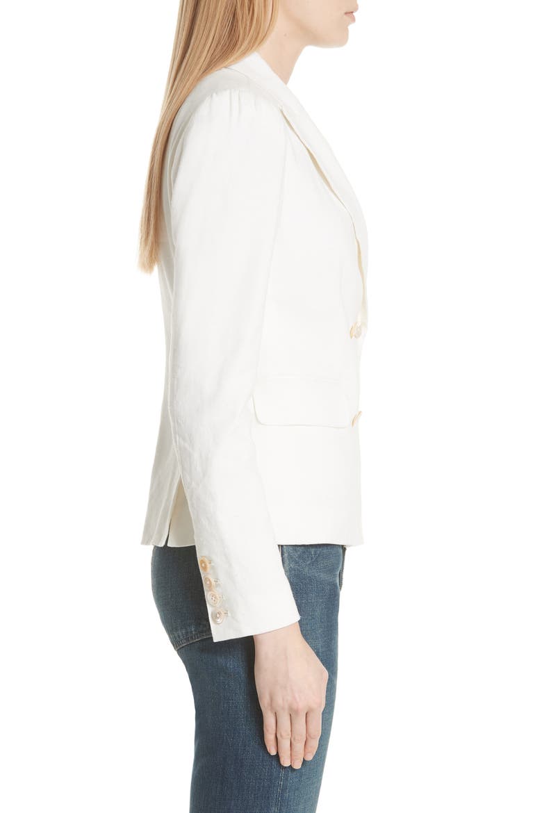 Stretch Linen Blend Blazer, Alternate, color, SNOW