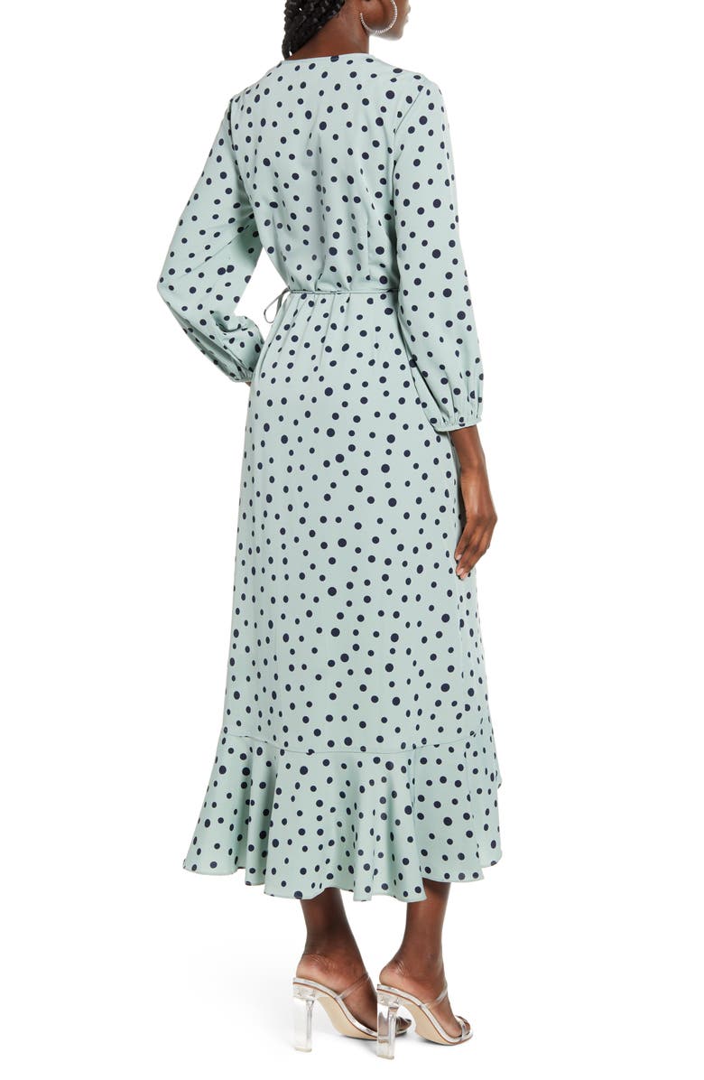 VERO MODA Henna Polka Dot Long Sleeve Wrap Dress, Alternate, color, 