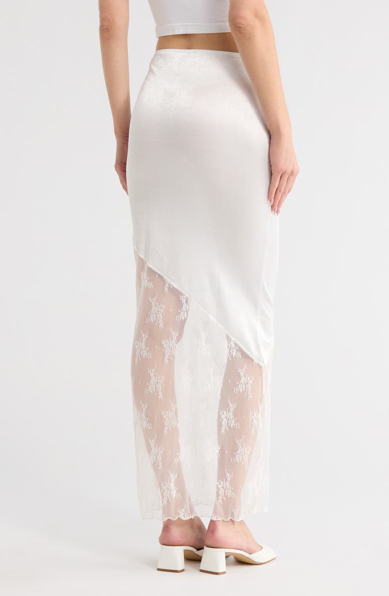 ASOS DESIGN Insert Lace Satin Maxi Skirt, Alternate, color, Ivory