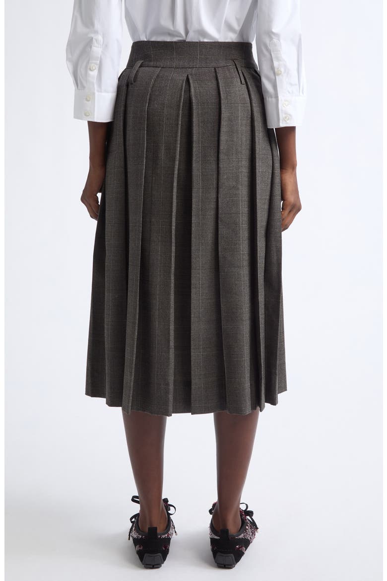 Tailored Clip Kilt Glen Plaid Stretch Wool Midi Skirt, Alternate, color, PEAT