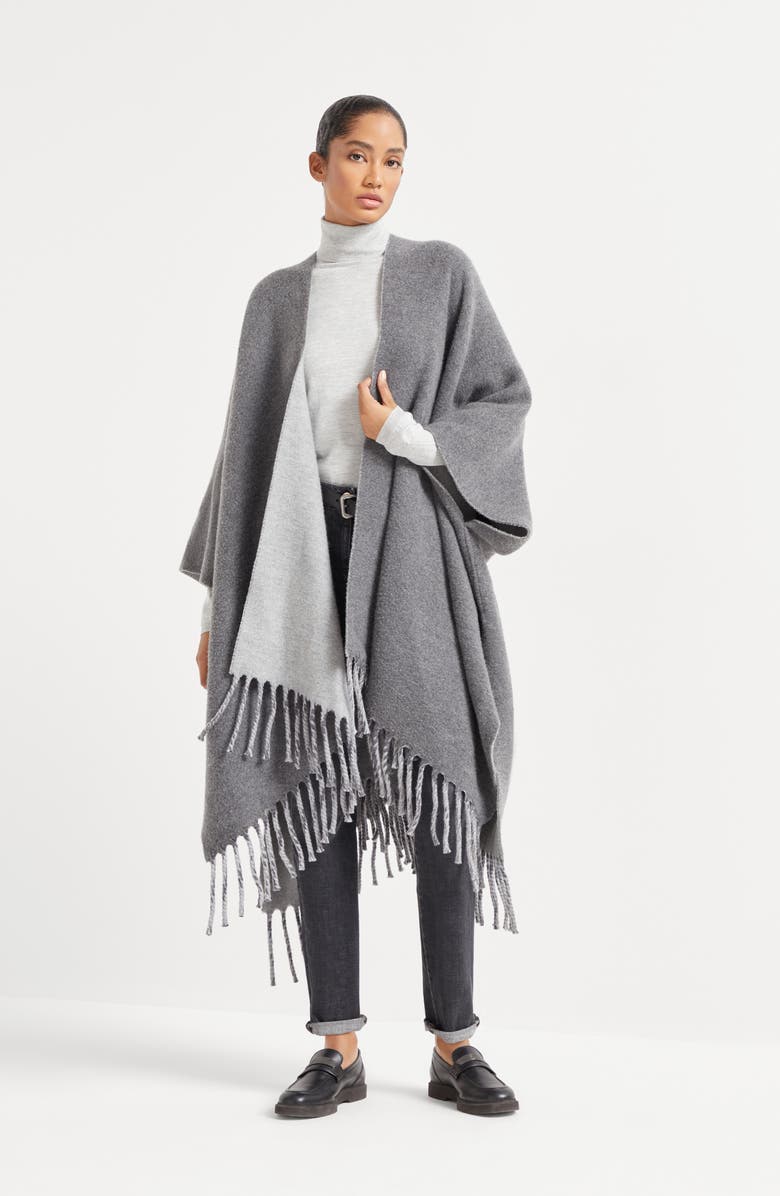 Brunello Cucinelli Double knit poncho, Alternate, color, 