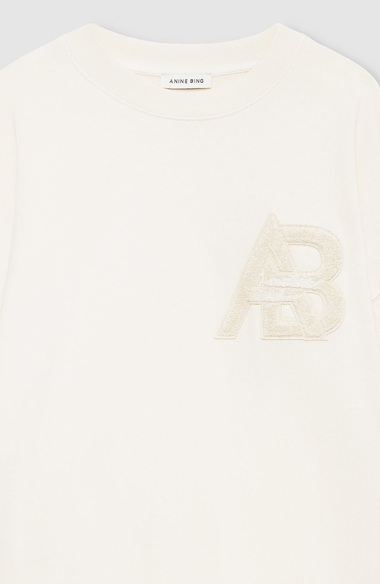 ANINE BING Miles Letterman Sweatshirt, Alternate, color, Cream