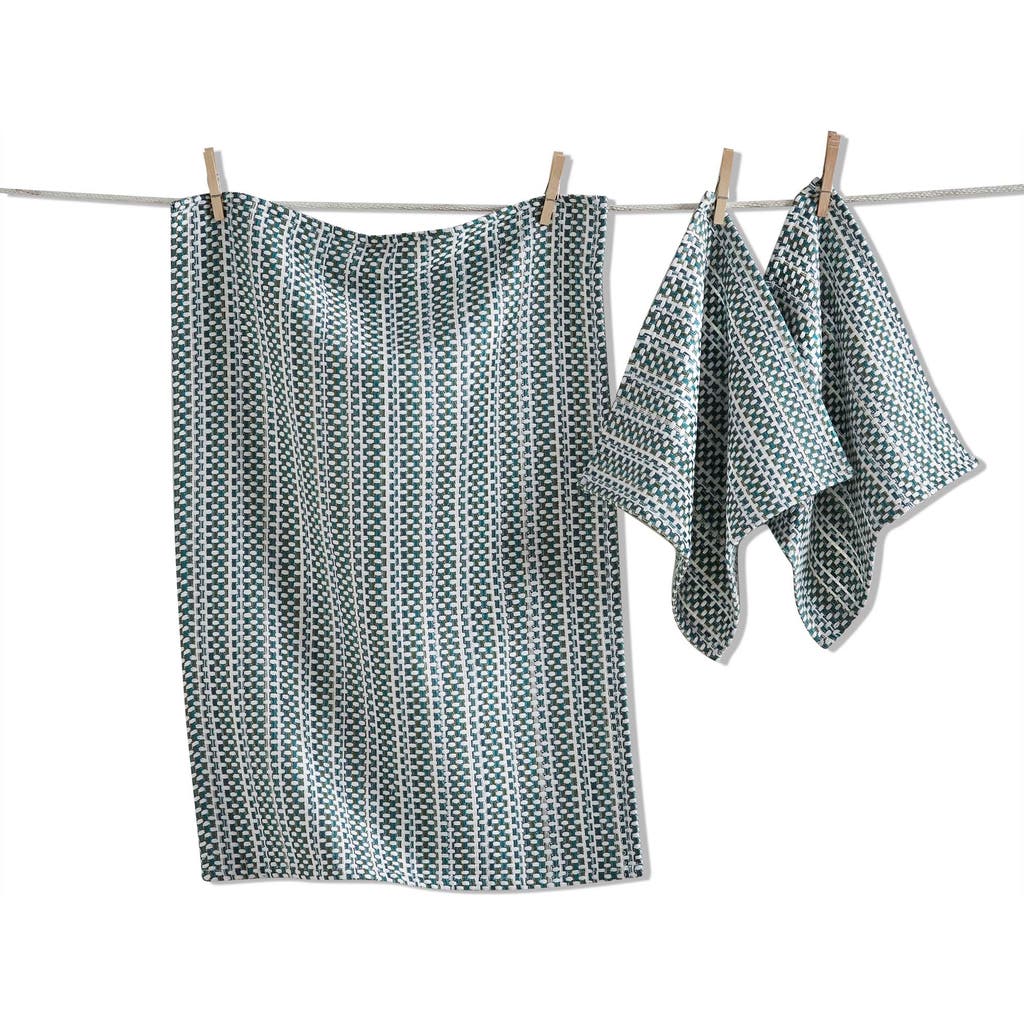 Tag Variegated Green Dishtowel And Cloth Set In Green