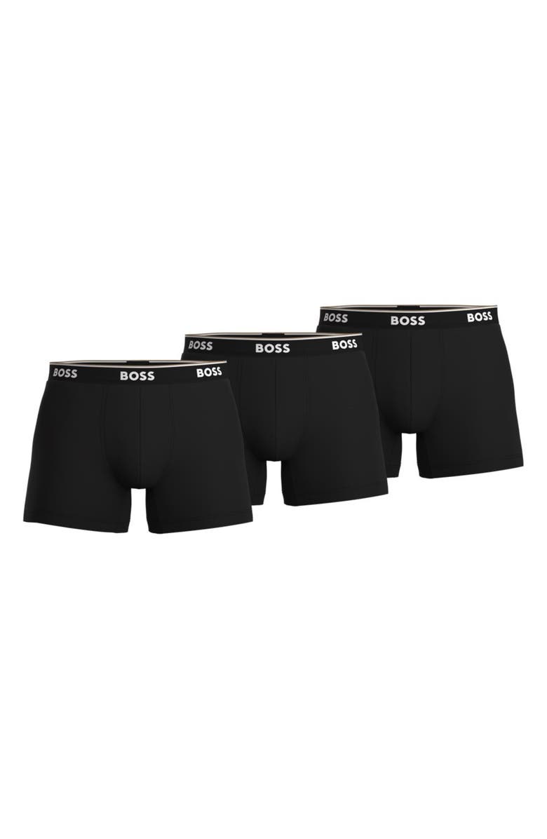 BOSS 3-Pack Power Stretch Cotton Boxer Briefs, Main, color, Black