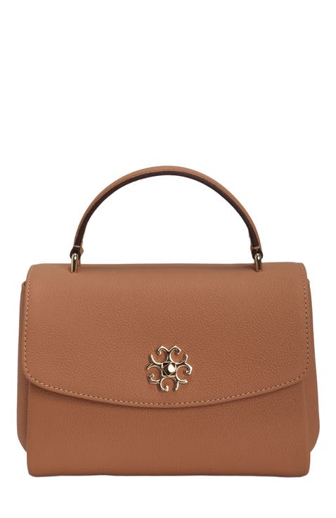 Top Handle Leather Bag with Crossbody Strap