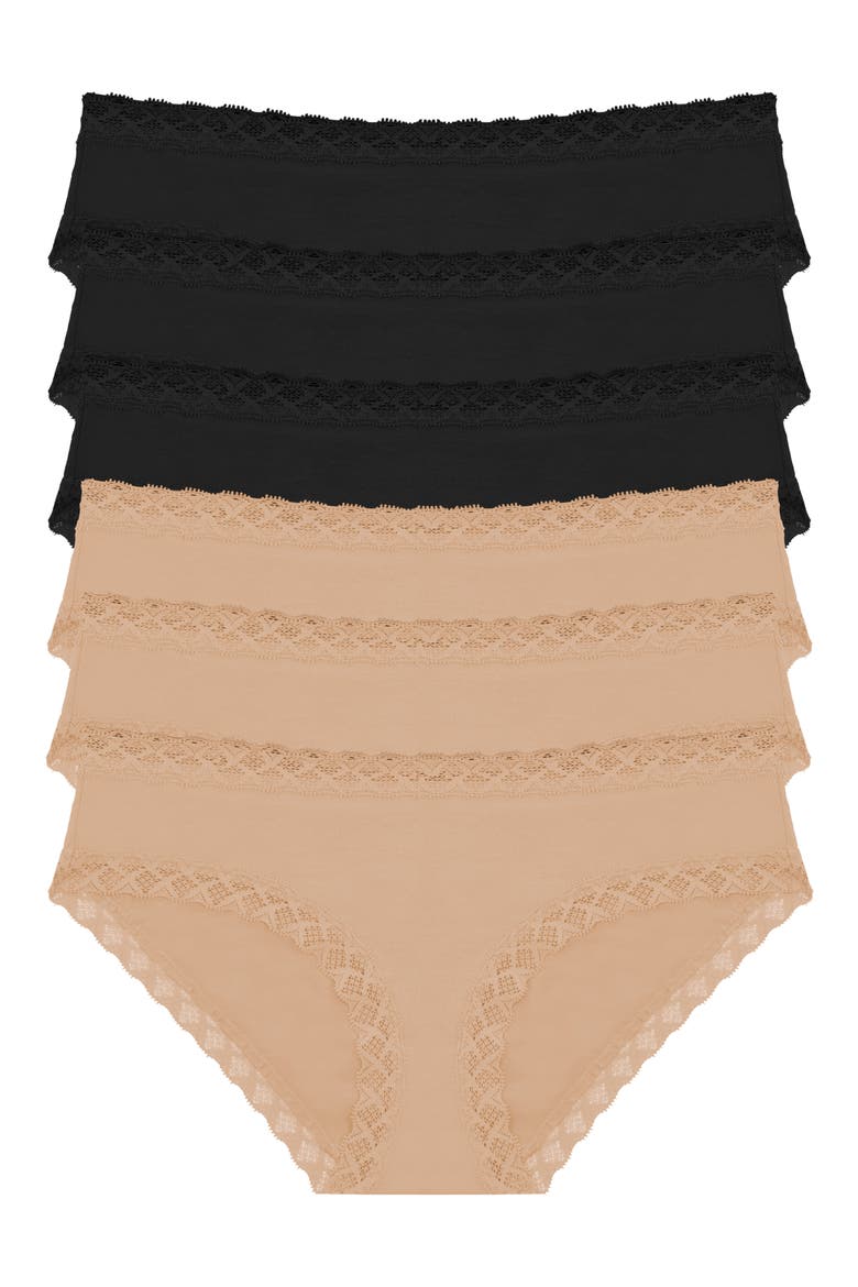 Bliss 6-Pack Cotton Girl Briefs, Main, color, BLACK/ CAFE