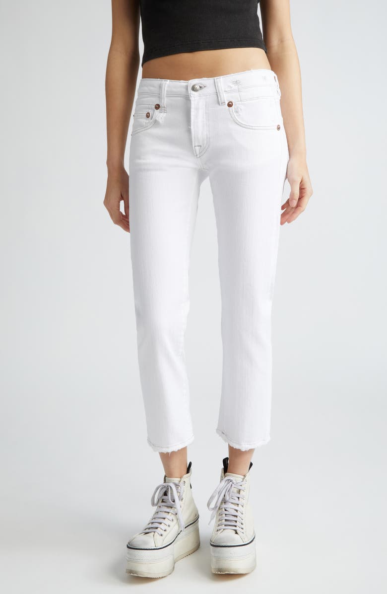 R13 Boy Straight Ankle Jeans, Main, color, Bale White