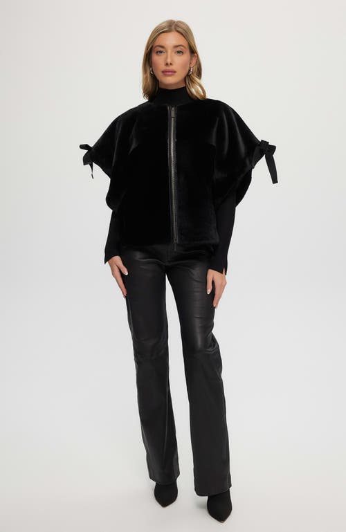 Gorski Shearling Lamb Jacket, Short Sleeve In Black