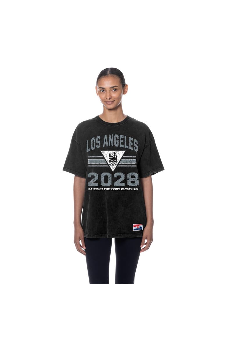 Women's New Era  Black LA 2028 Summer Olympics Mineral Wash Oversized T-Shirt, Main, color, Black