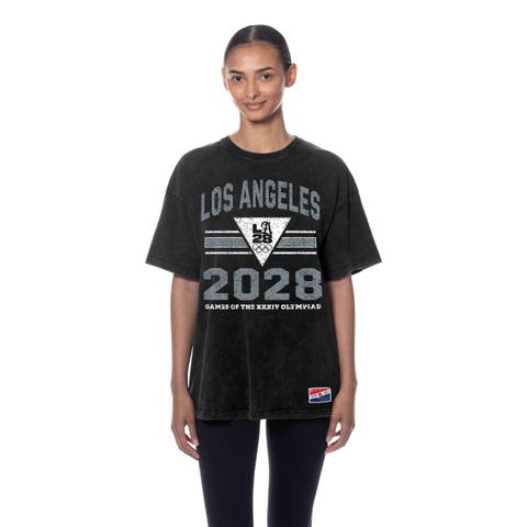 Women's New Era Black LA 2028 Summer Olympics Mineral Wash Oversized T-Shirt