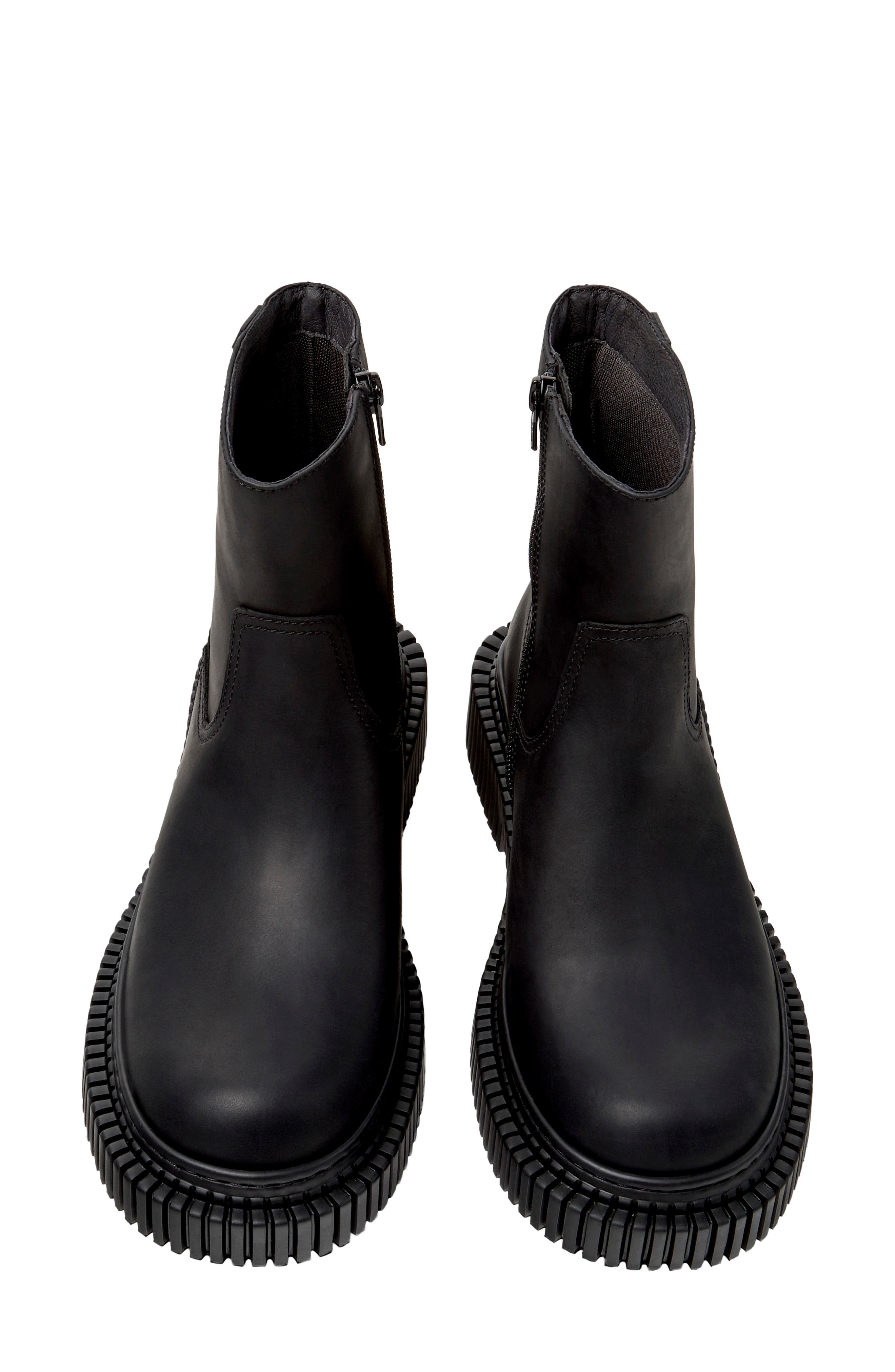 Pix Leather Zip Up Boot, Alternate, color, BLACK