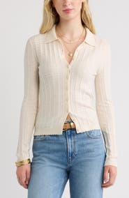 Treasure & Bond Ribbed Pointelle Cardigan