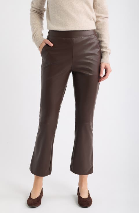 Faux Leather Crop Baby Bootcut Pants