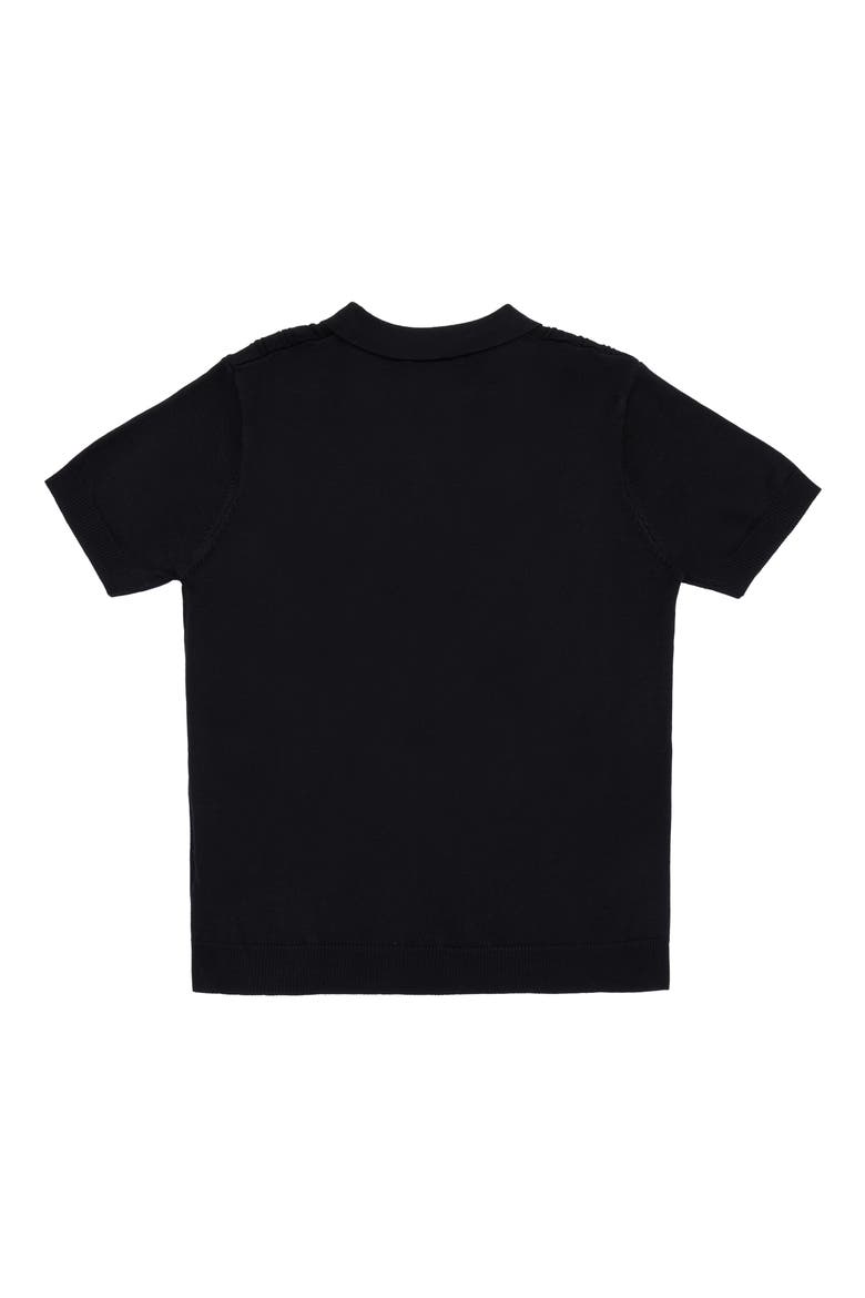 Kids' Cable Knit Polo Sweater, Alternate, color, BLACK