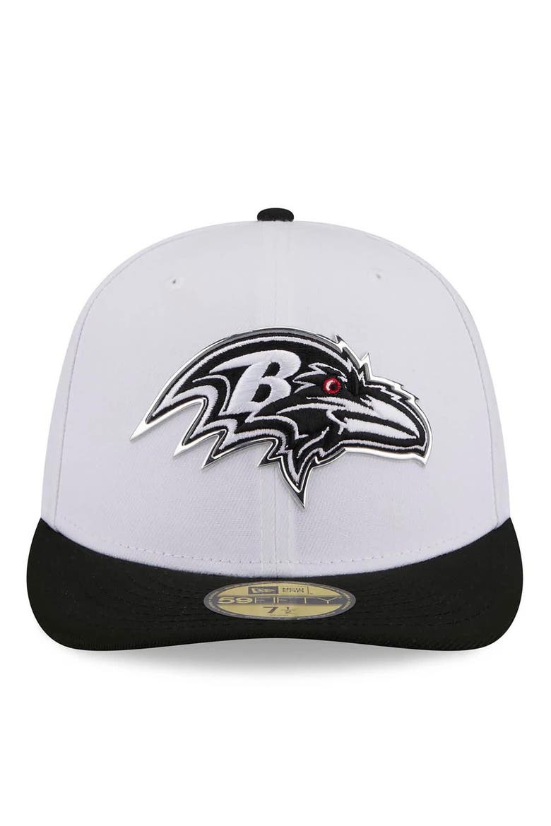 Men's New Era  White/Black Baltimore Ravens 2026 NFL Draft Pre-Curved 59FIFTY Fitted Hat, Alternate, color, White