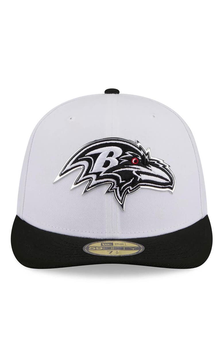 New Era Men's New Era  White/Black Baltimore Ravens 2026 NFL Draft Pre-Curved 59FIFTY Fitted Hat, Alternate, color, White