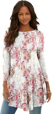Roaman's Plus Size Boatneck Swing Ultra Drape Tunic Top
