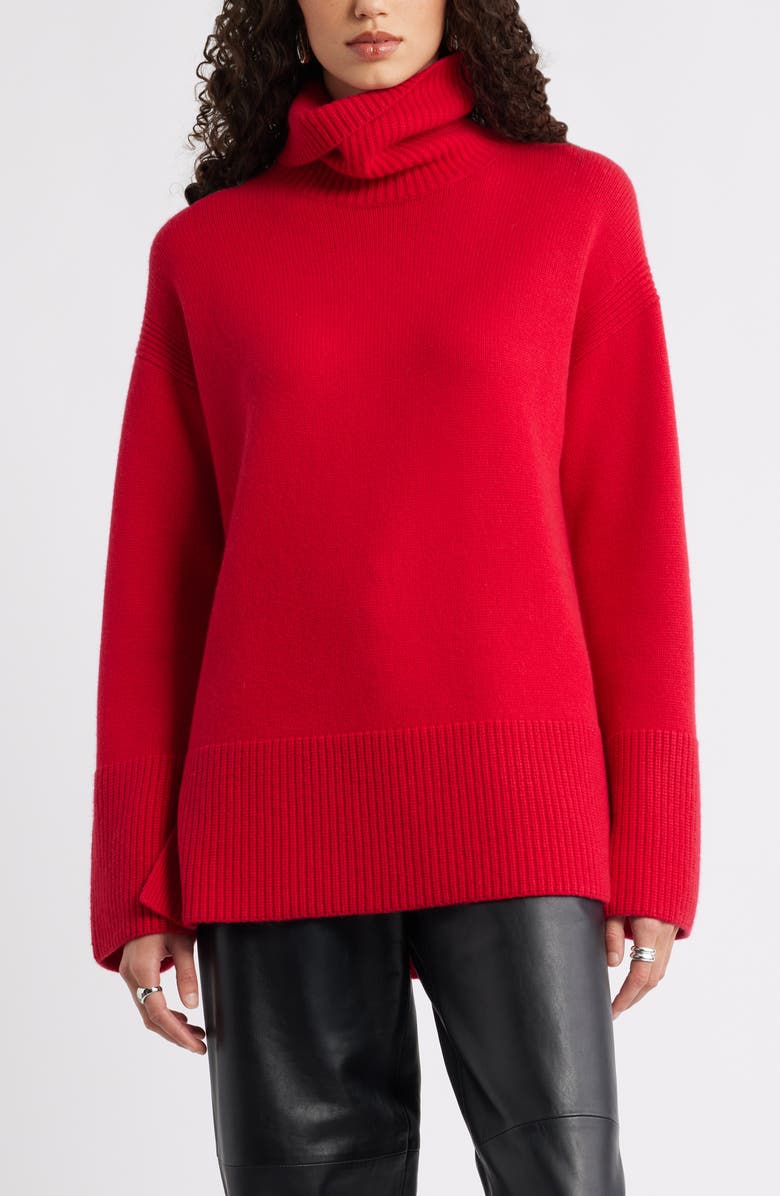 Nordstrom Wool & Cashmere Turtleneck Sweater, Main, color, Red Lychee
