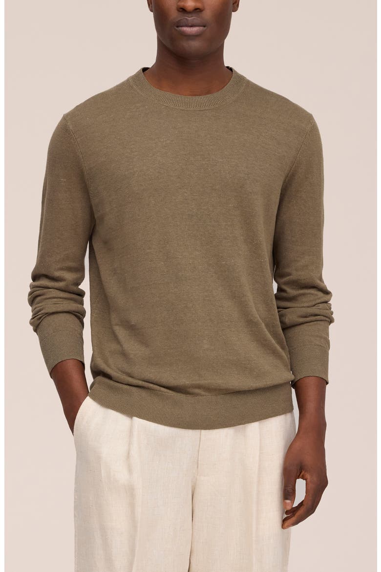 Ted Linen Crewneck Sweater, Alternate, color, CAPERS