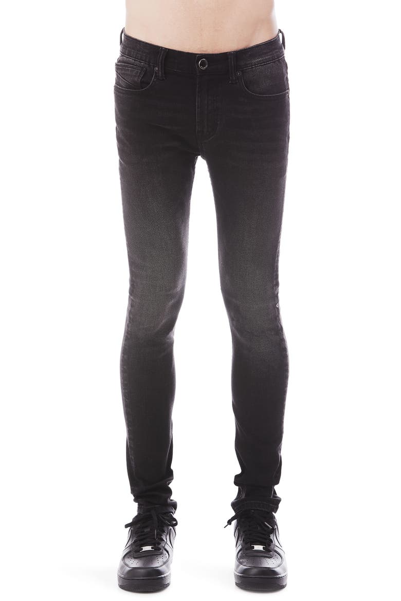 Strat Punk Stretch Super Skinny Jeans, Main, color, BLACK