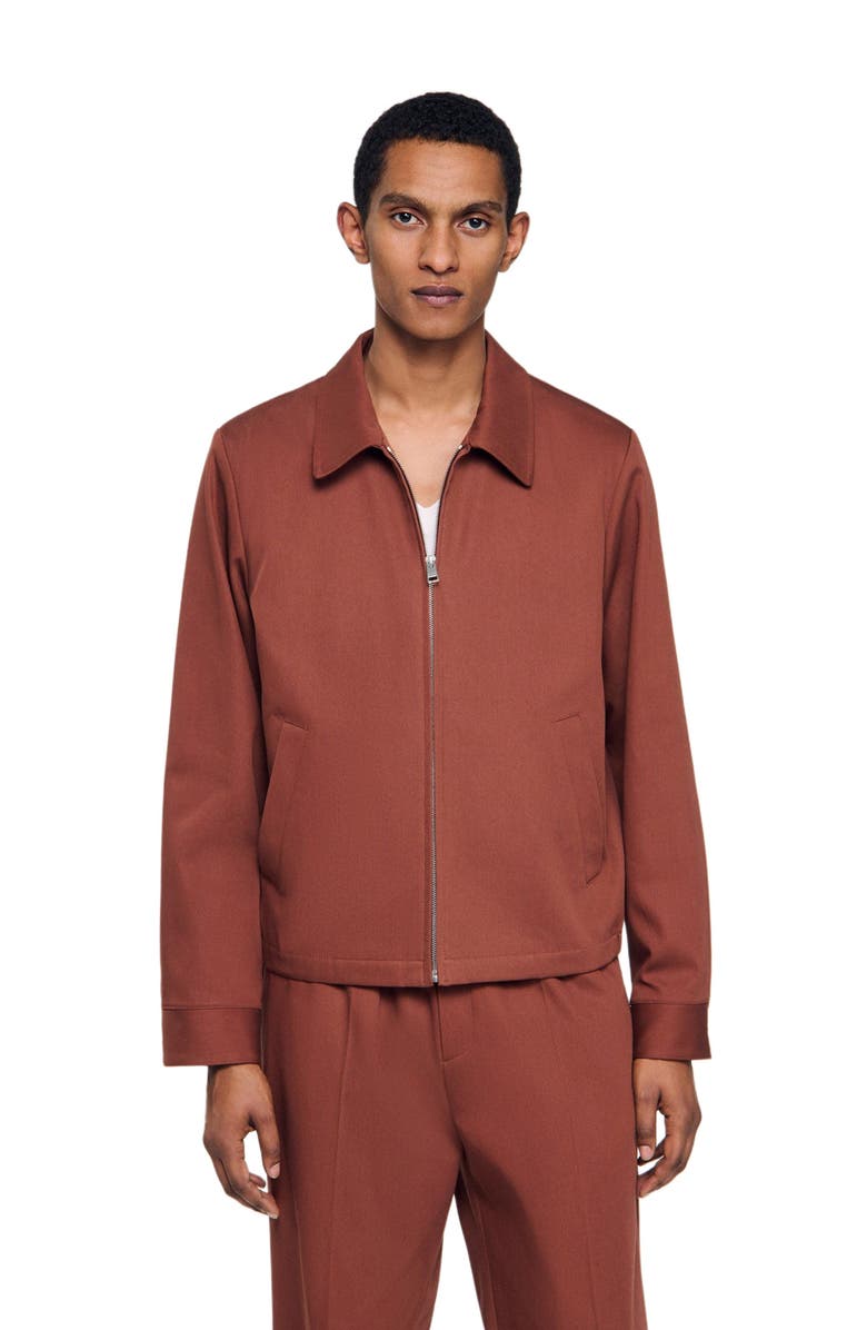 SANDRO Cotton jacket, Alternate, color, Terra