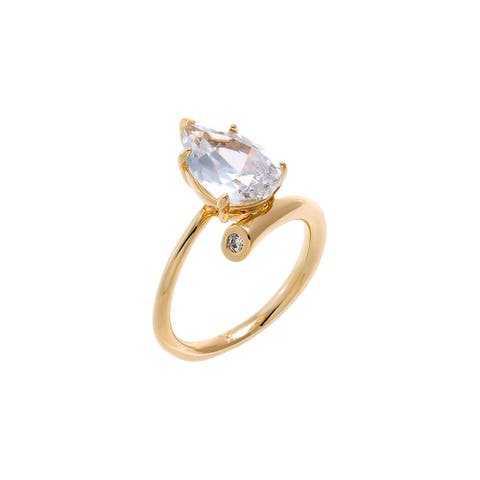 CZ Pear Claw Ring