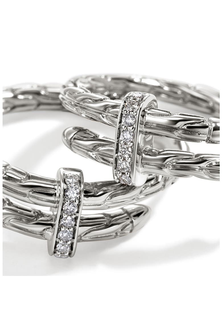 Spear Hoop Earrings, Silver, Diamonds, 22.5mm, Alternate, color, SILVER