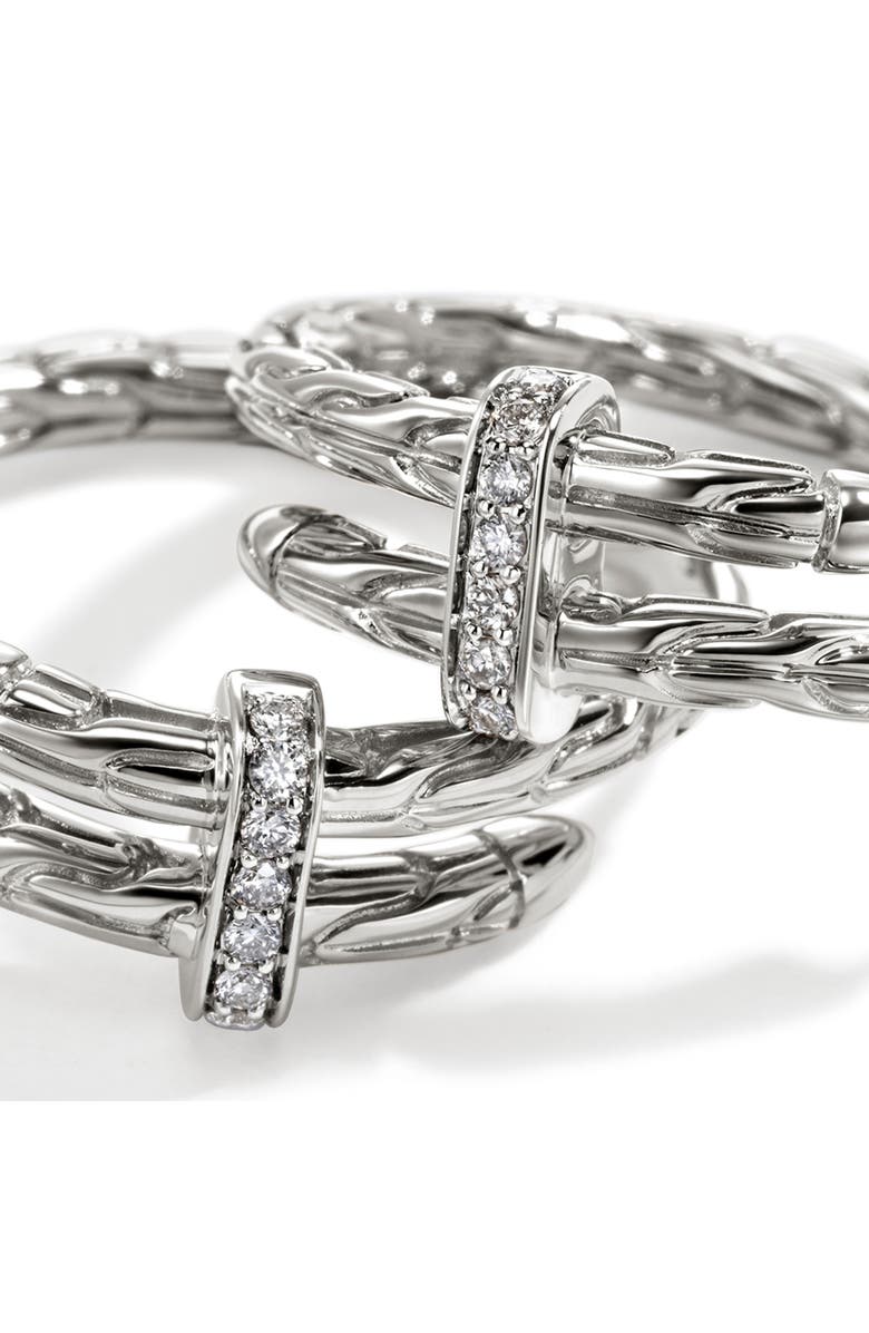 John Hardy Spear Hoop Earrings, Silver, Diamonds, 22.5mm, Alternate, color, Silver