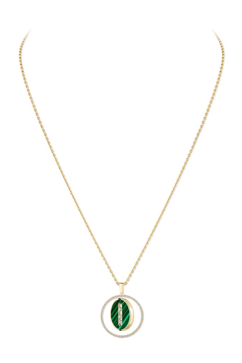 Lucky Move Malachite & Diamond Pendant Necklace, Alternate, color, YELLOW GOLD