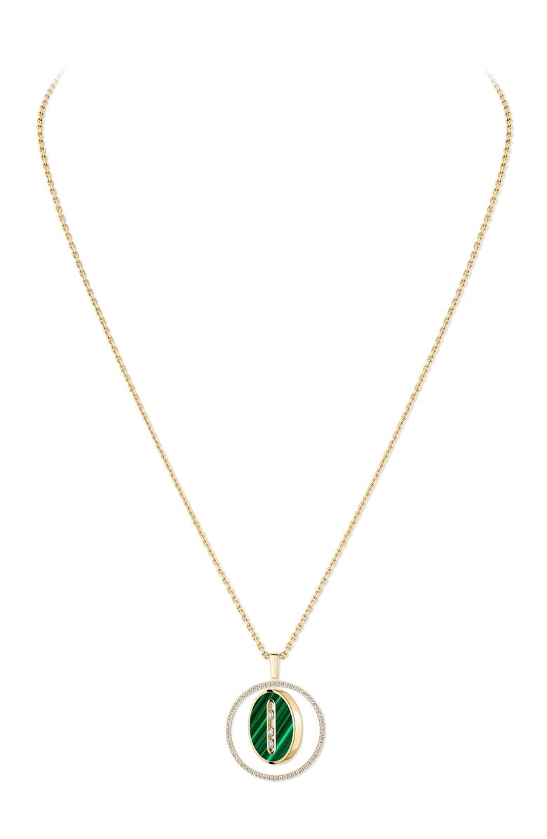 Messika Lucky Move Malachite & Diamond Pendant Necklace, Alternate, color, Yellow Gold
