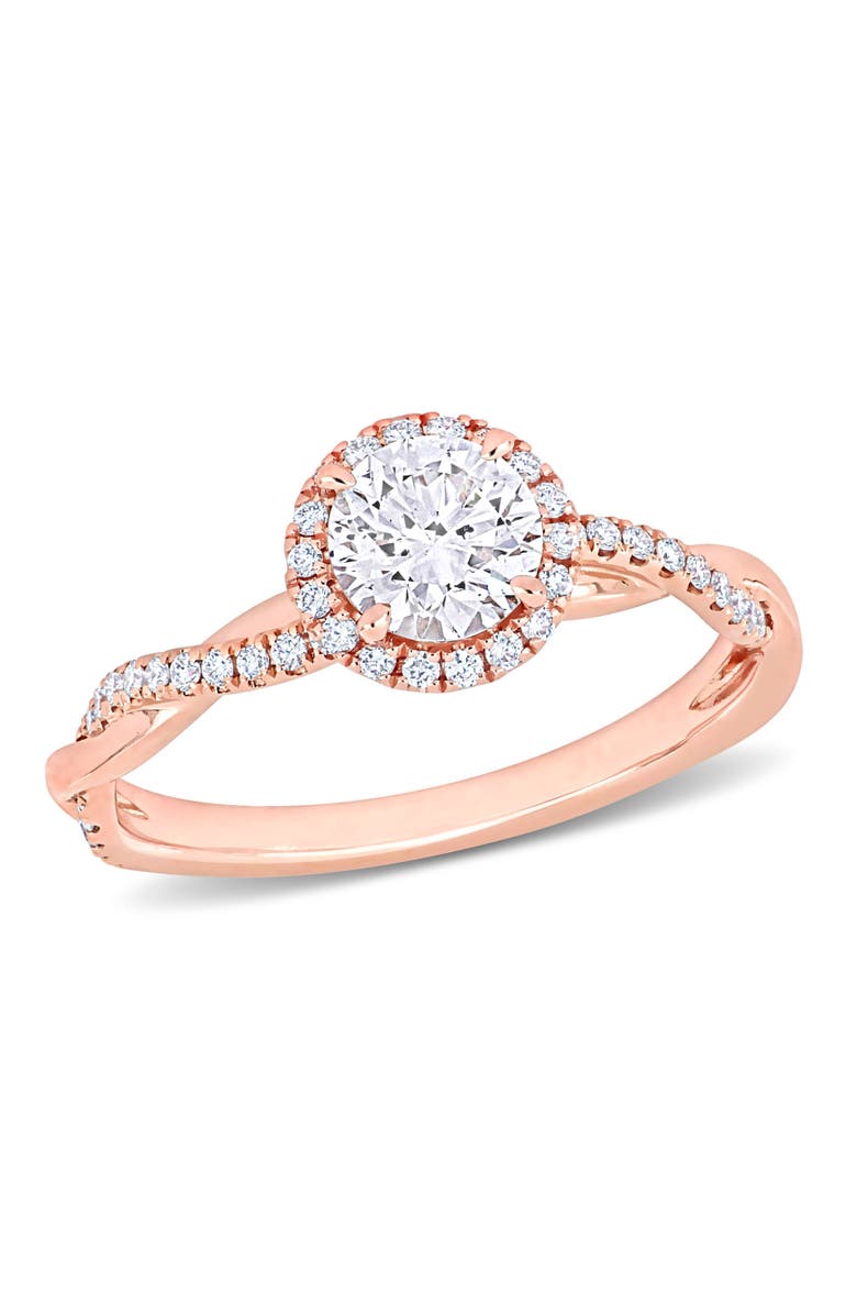 Julianna B. Diamond Crossover Halo Engagement Ring 14k, Main, color, 14K Rose Gold
