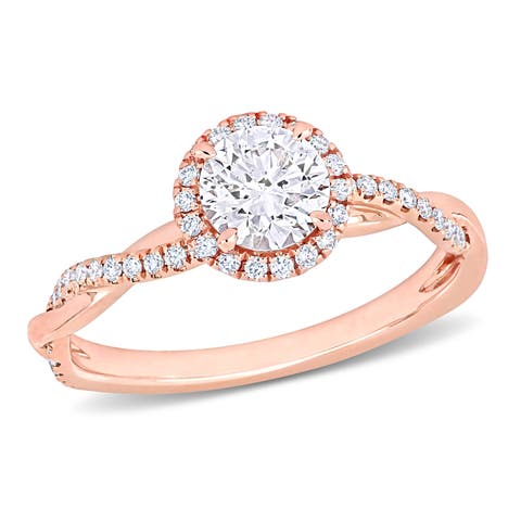Diamond Crossover Halo Engagement Ring 14k