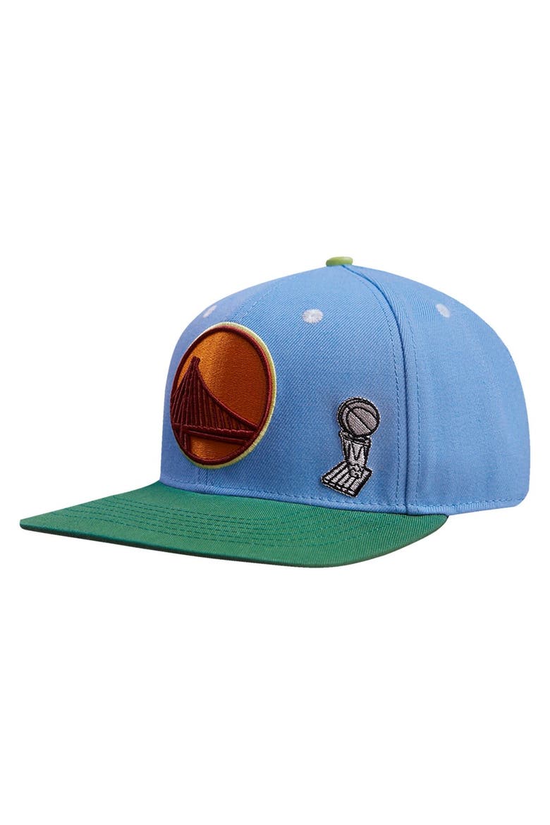 Men's Pro Standard Light Blue/Green Golden State Warriors Retro Program 2-Tone Snapback Hat, Alternate, color, Light Blue