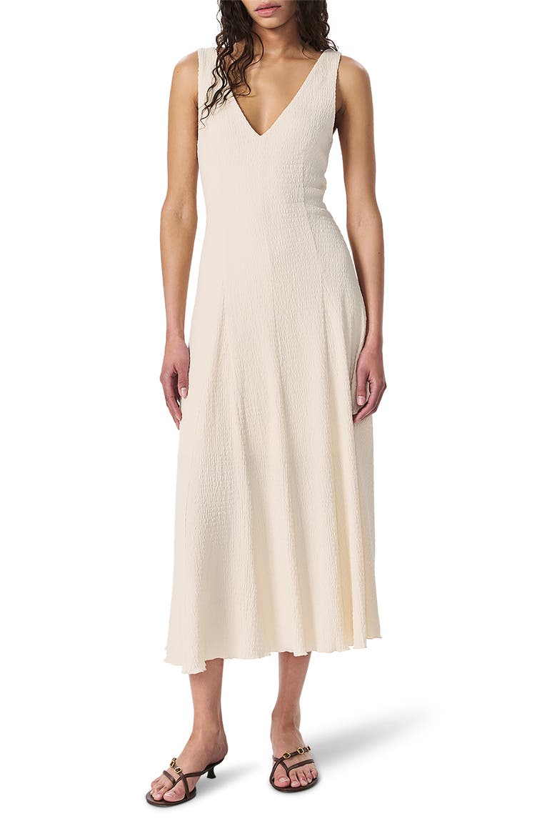 Lou Crinkled Midi Dress, Main, color, IVORY