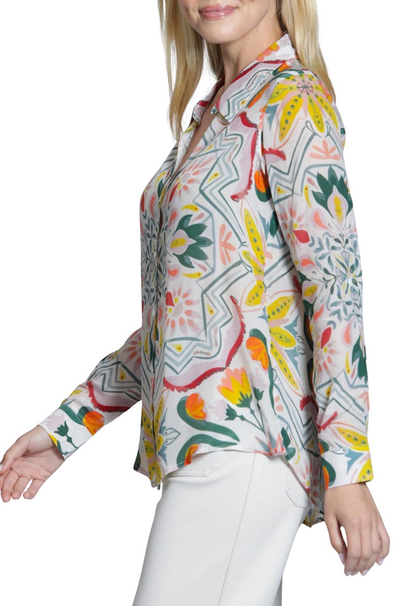 APNY Print Button-Up Shirt, Alternate, color, Green/ White Multi