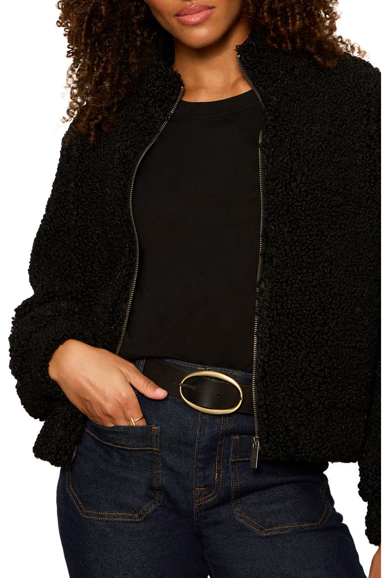 Cloud Nine Faux Fur Bomber Jacket, Alternate, color, BLACK