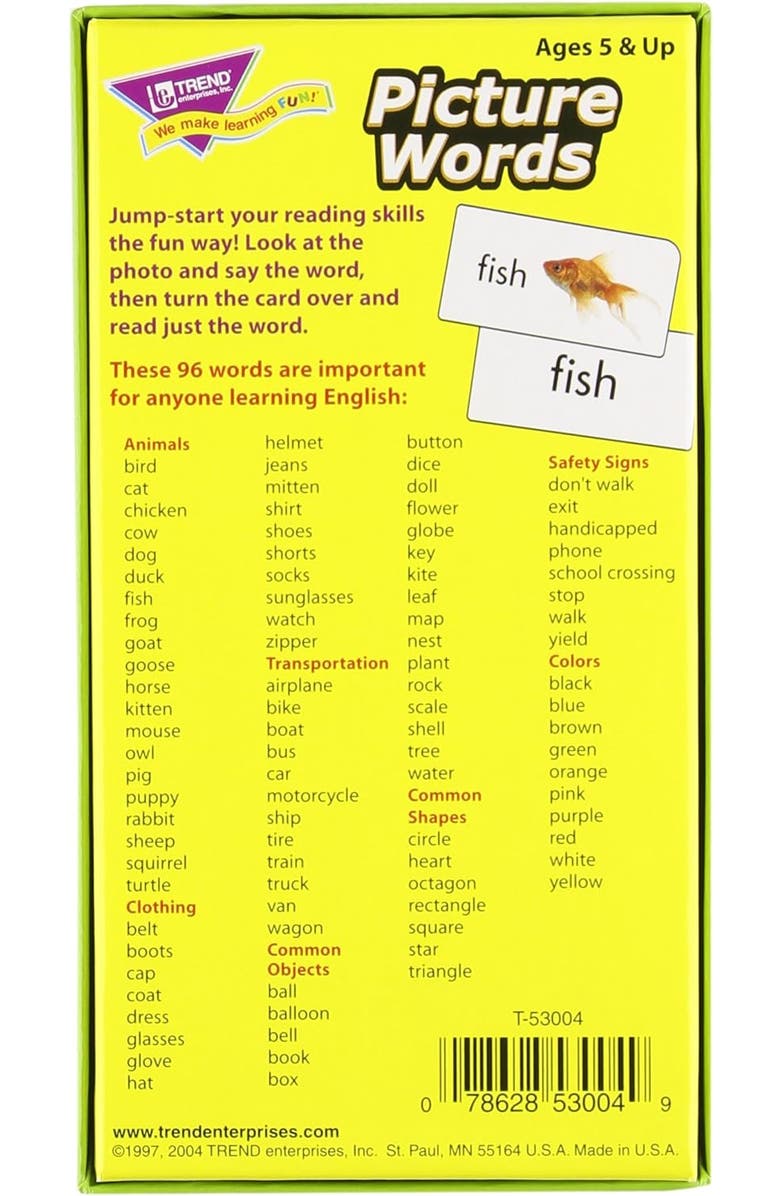 TREND enterprises, Inc. Picture Words Skill Drill Flash Cards Build Language Skills With Photos, Alternate, color, Multicolored