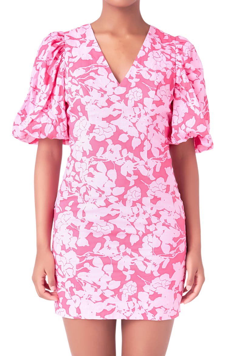 Floral Cotton Minidress, Alternate, color, RED/ PINK
