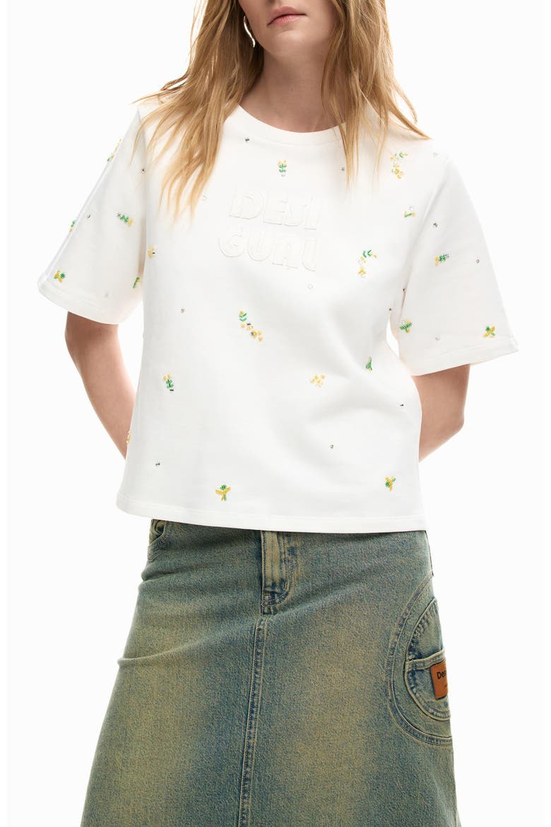 Logo Appliqué T-Shirt, Main, color, OFF WHITE