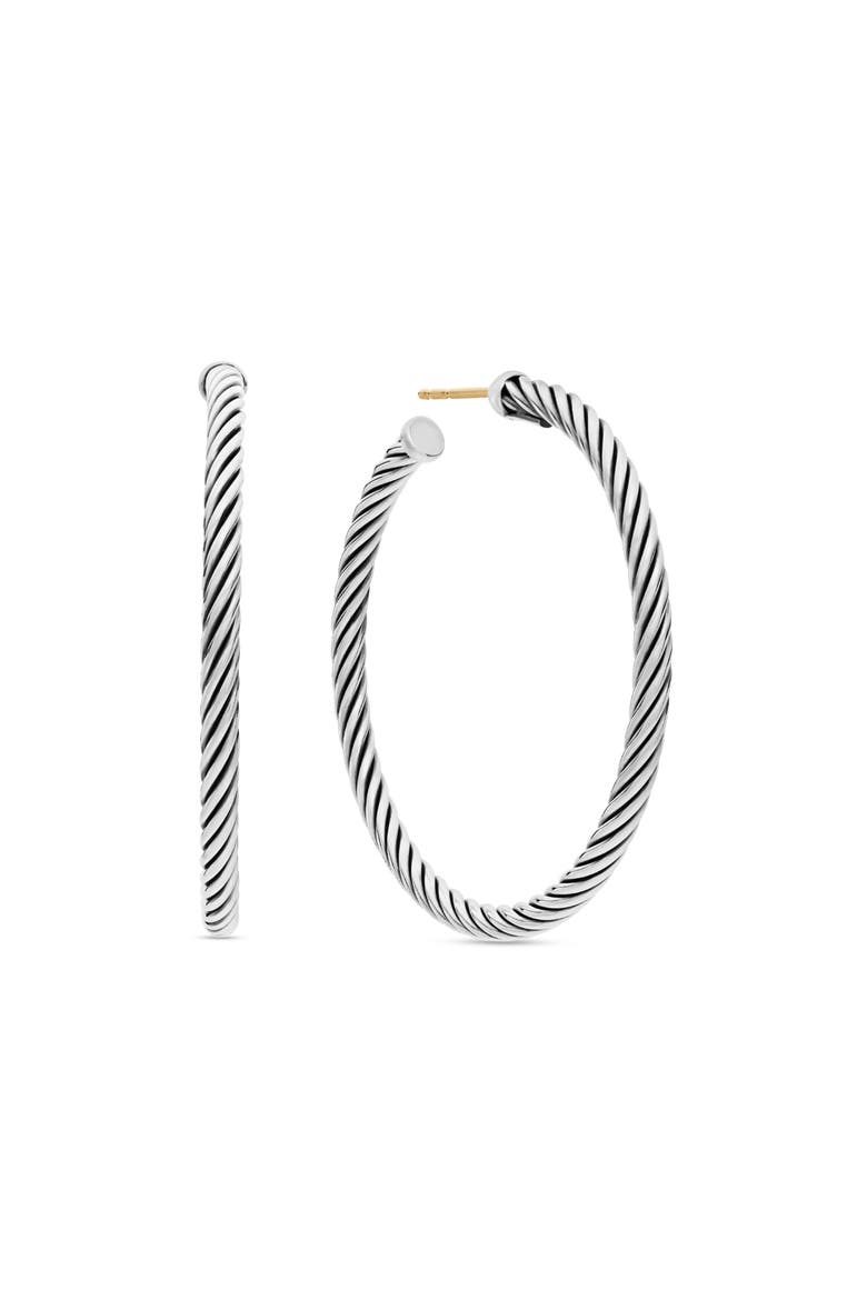 Cable Hoop Earrings, Main, color, SILVER