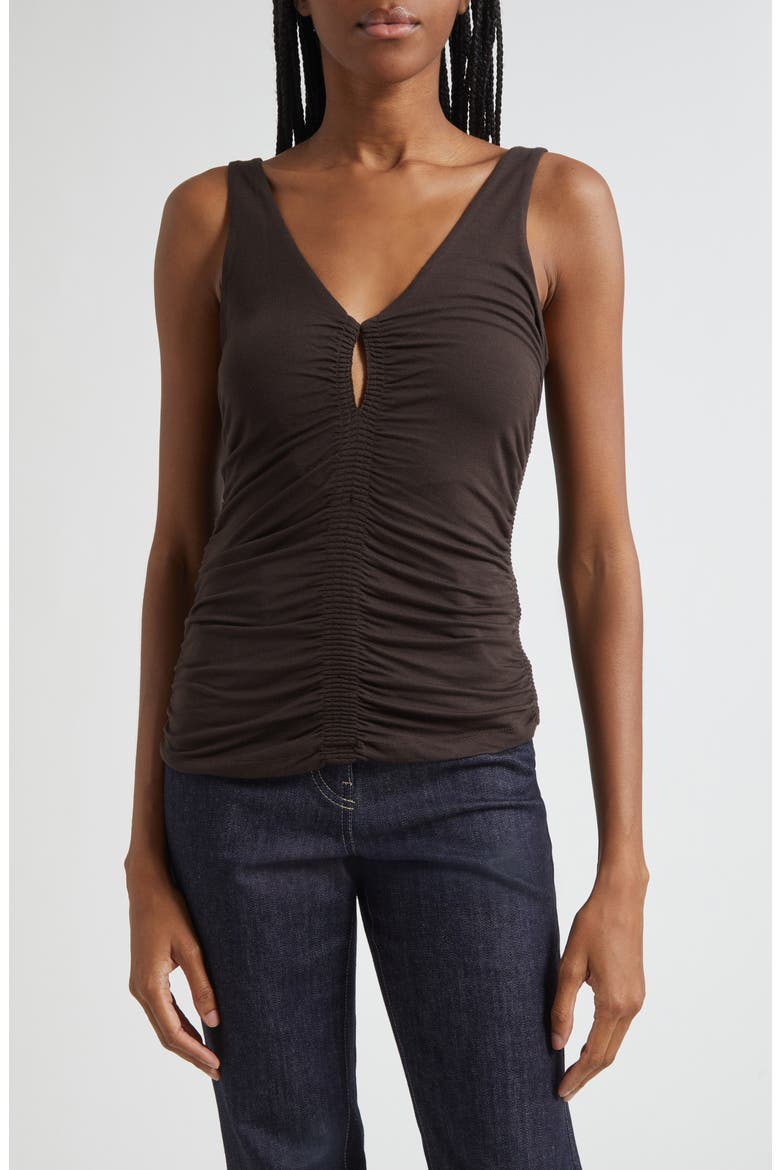 Vinny Ruched Tank, Main, color, CHOCOLATE BROWN