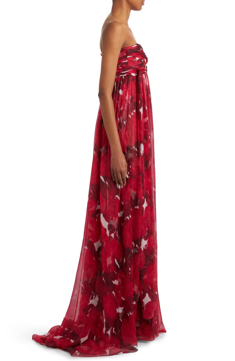 Valentino Garavani Rose Print Off the Shoulder Chiffon Gown, Alternate, color, 