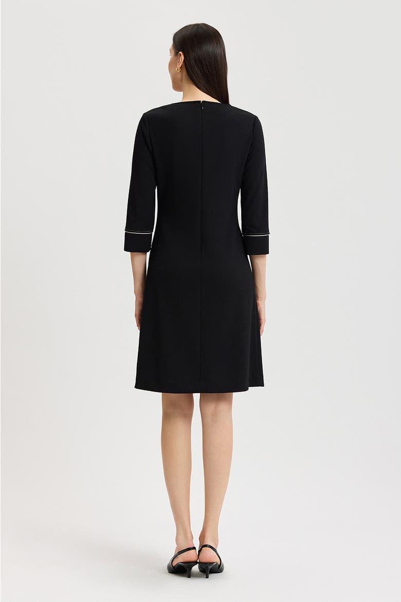 Monochrome Grid Stitch Stretch Deco Crepe Dress, Alternate, color, Black/White