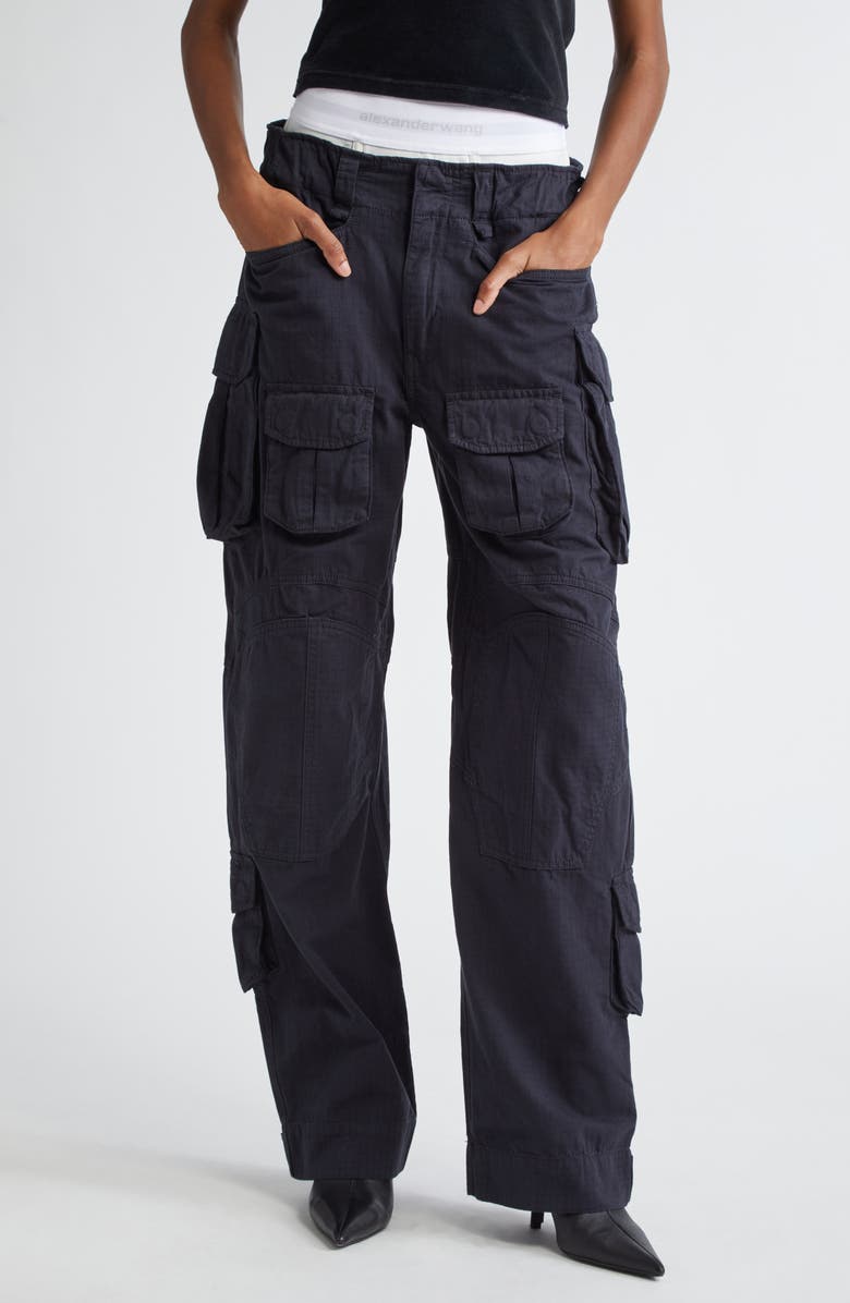 Alexander Wang Pre-Styled Brief Waistband Ripstop Cargo Pants, Main, color, 