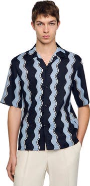 SANDRO Printed linen shirt