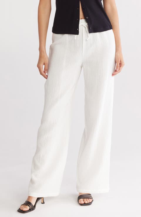 Cotton Gauze Wide Leg Pants