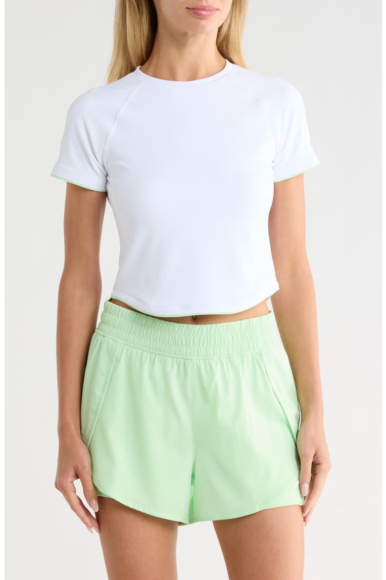 Nudetech Volley Club Crop T-Shirt, Main, color, WHITE/ CELADON