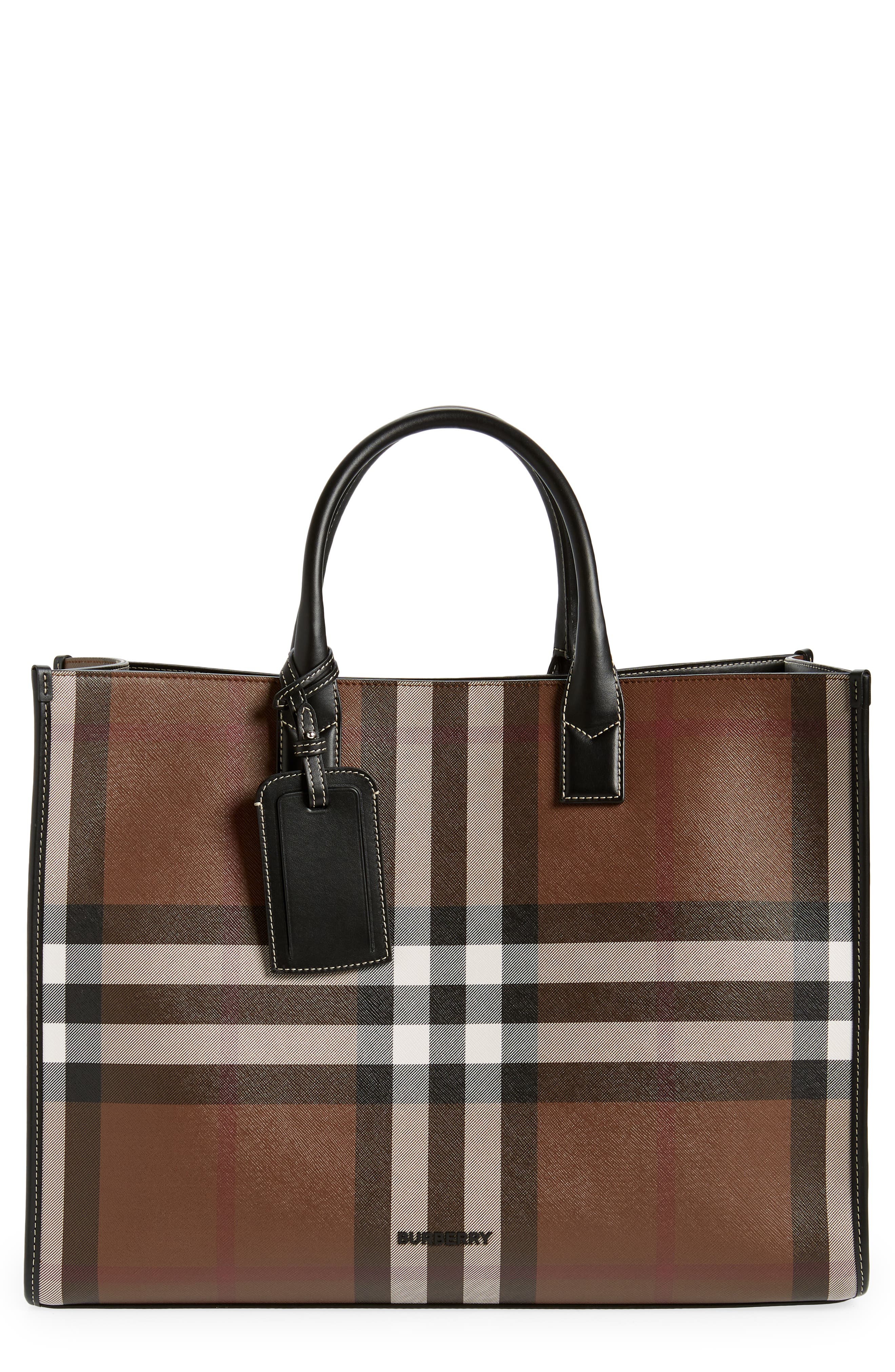 Burberry Denny Check Canvas Tote, Main, color, 
